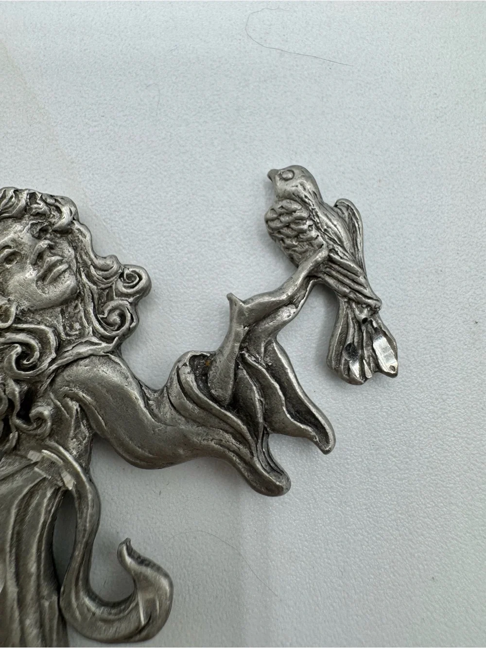 1996 Rawcliffe Pewter Angel And Dove Ornament. Diamond Cut.